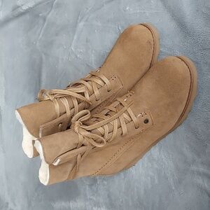 BearPaw wedge boots, size 11, tan